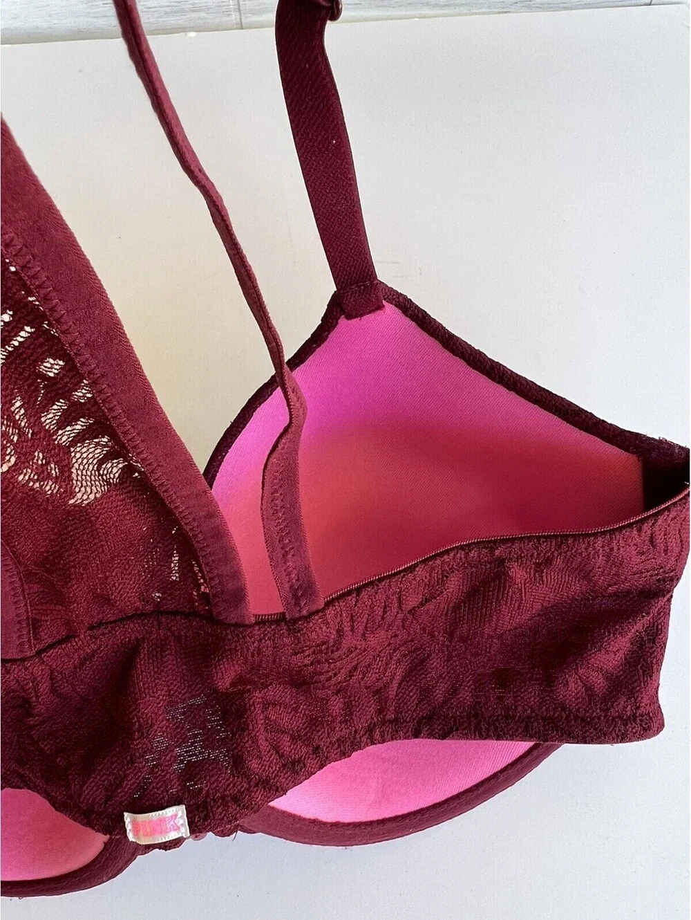 Pink Victoria's Secret Racerback Lightly Lined Bra Maroon 32DD